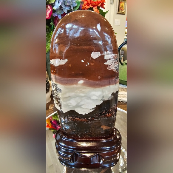 Scenic Picture Jasper With Dendrites And Custom Stand, Nature's Canvas!